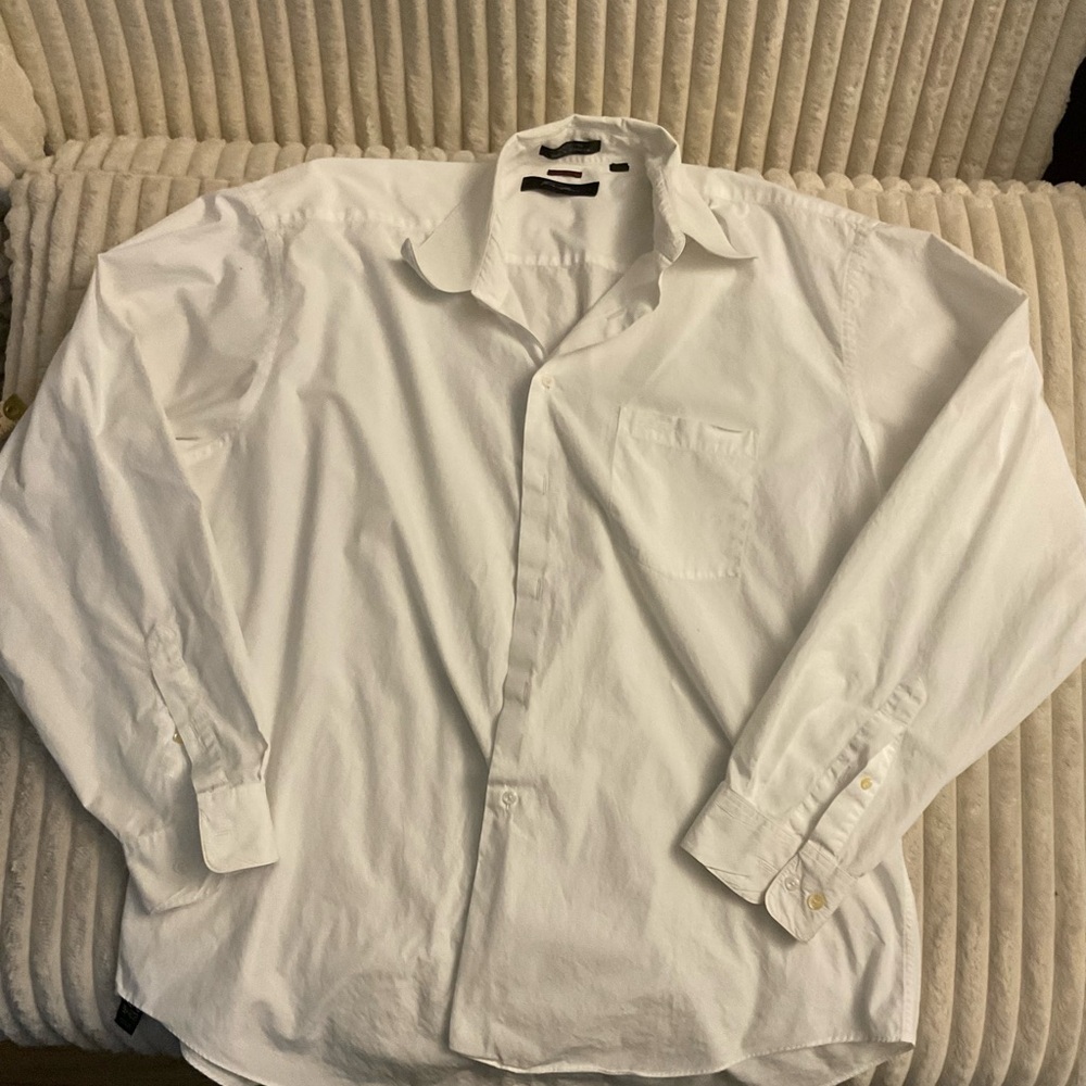FUBU The Collection Men's Button-Up Dress Shirt 17 36/37 XL Long Sleeve White